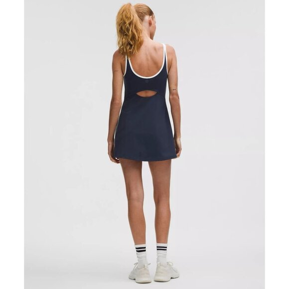 Scoop-Neck Cutout Tennis Dress - Club Blue/White - Picture 2 of 4
